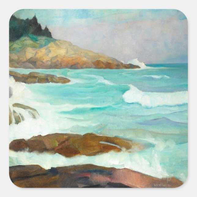 Blick auf die Maine Coast von Newell Convers Wyeth Quadratischer Aufkleber (Vorderseite)