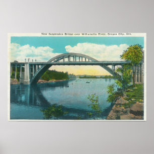 Blick auf die neue Hängebrücke Poster