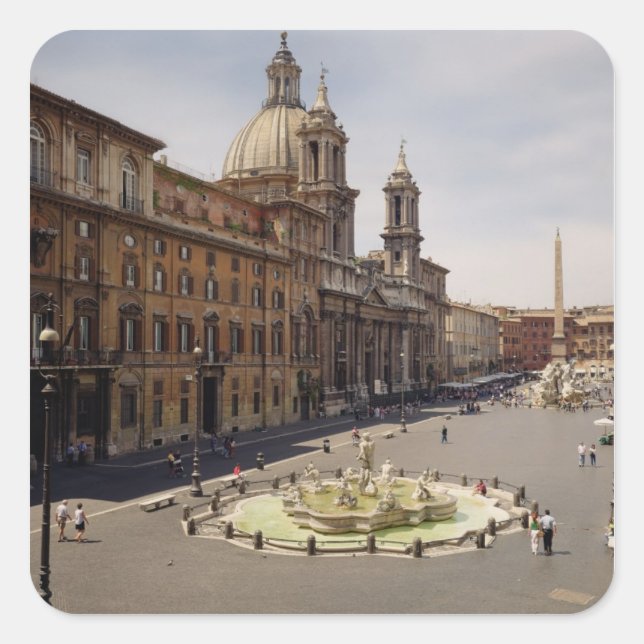 Blick auf die Piazza Quadratischer Aufkleber (Vorderseite)