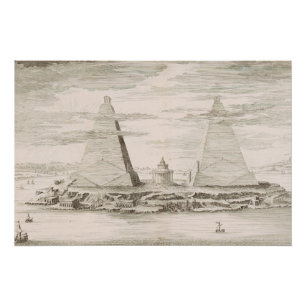 Blick auf die Pyramiden in der Nähe des Grabes der Poster