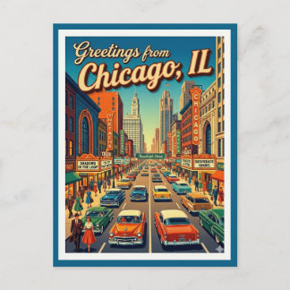 Blick auf die Randolph Street in Chicago in den 19 Postkarte