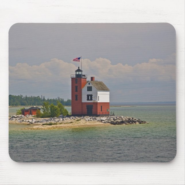 Blick auf die Round Island Light Station. Mousepad (Vorne)