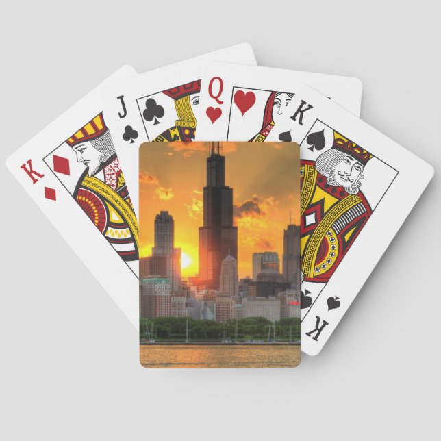 Blick auf die Skyline von Chicago von Adler aus Spielkarten (Rückseite)