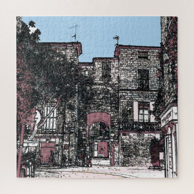 Blick auf die Stadt Pezenas Frankreich Puzzle (Vertikal)