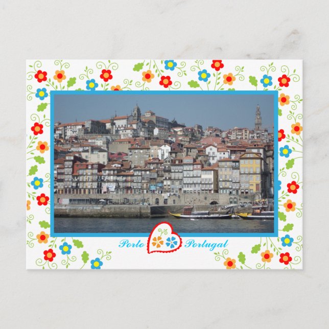 Blick auf die Stadt Porto über den Douro River, Po Postkarte (Vorderseite)