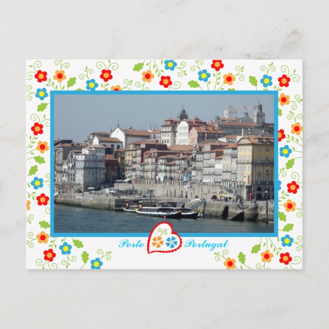 Blick auf die Stadt Porto über den Douro River, Po Postkarte (Vorderseite)
