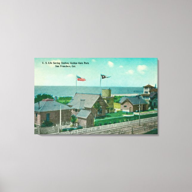 Blick auf die US Life Rettend Station, Golden Gate Leinwanddruck (Vorderseite)