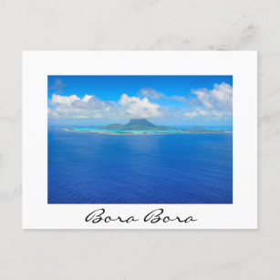 Blick auf die weiße Postkarte von Bora Bora