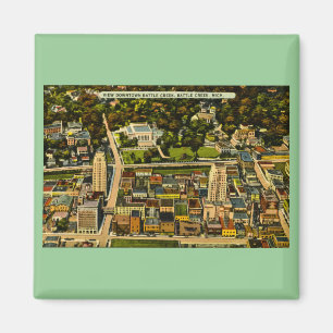Blick auf Downtown Battle Creek, Michigan Vintage Magnet