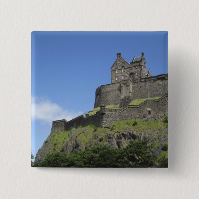 Blick auf Edinburgh Castle, Edinburgh, Schottland, Button (Vorderseite)