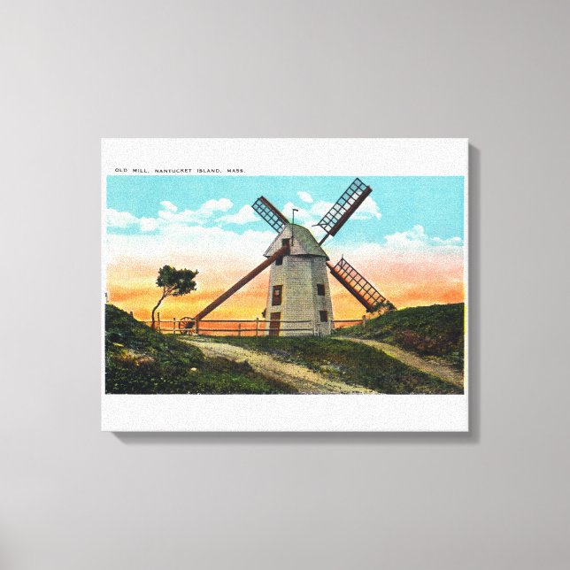 Blick auf eine alte Windmühle Leinwanddruck (Vorderseite)