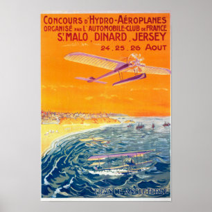 Blick auf Float-Flugzeug in Luft- und Wasserplakat Poster