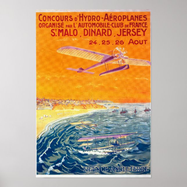 Blick auf Float-Flugzeug in Luft- und Wasserplakat Poster (Vorne)