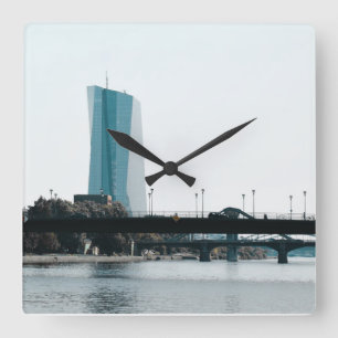 Blick auf Frankfurt Quadratische Wanduhr