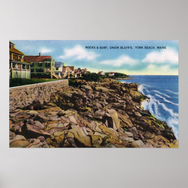 Blick auf Gewerkschaft Bluffs Rocks and Surf in Yo Poster (Vorne)
