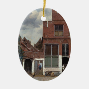 Blick auf Häuser in Delft Die kleine Straße Keramik Ornament