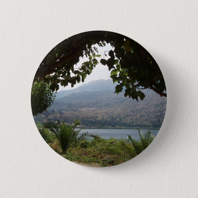 Blick auf Kreta Stecknadel Button (Vorderseite)