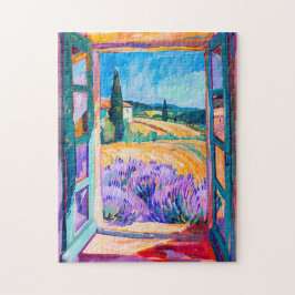 Blick auf Lavendelfelder im Sommer. Malerei Puzzle