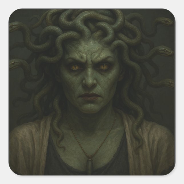 Blick auf Medusa Quadratischer Aufkleber (Vorderseite)