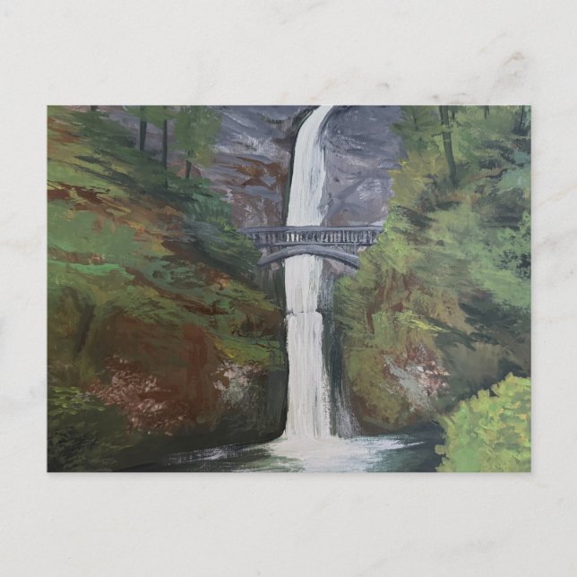 Blick auf Multnomah Falls Postkarte (Vorderseite)