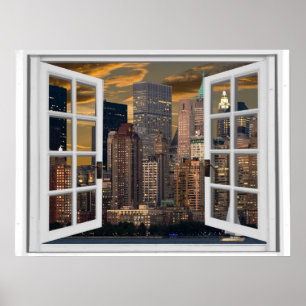 Blick auf New York City Falsches Fenster Poster