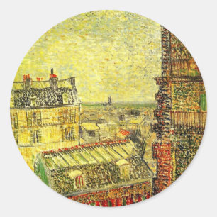 Blick auf Paris aus Vincents Zimmer von Vincent va Runder Aufkleber
