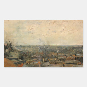 Blick auf Paris vom Montmartre von Vincent van Gog Rechteckiger Aufkleber