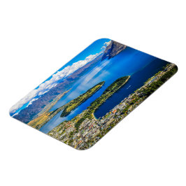 Blick auf Queenstown vom Gipfel von Bob, Neuseelan Magnet