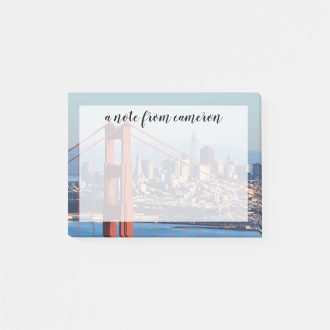 Blick auf San Francisco durch die Golden Gate Brid Post-it Klebezettel (Vorderseite)