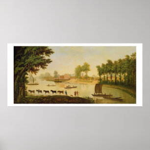 Blick auf Shepperton an der Themse, nach Poster