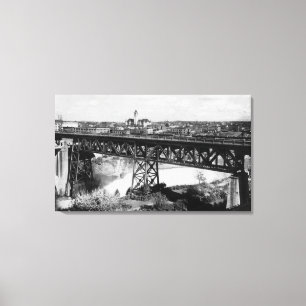 Blick auf Spokane Falls und Brücke Leinwanddruck
