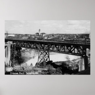 Blick auf Spokane Falls und Brücke Poster