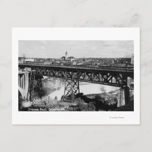 Blick auf Spokane Falls und Brücke Postkarte (Vorderseite)