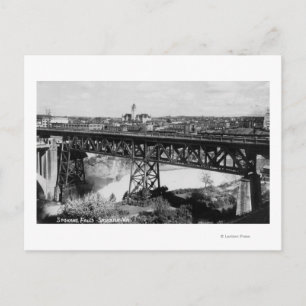 Blick auf Spokane Falls und Brücke Postkarte