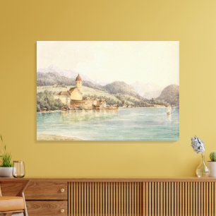 Blick auf St. Wolfgang am Wolfgangsee Carl Lafite Leinwanddruck