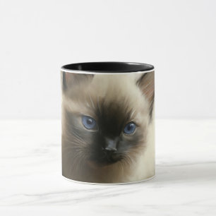 Blick auf Unschuld Siam Kitten Portrait Tasse