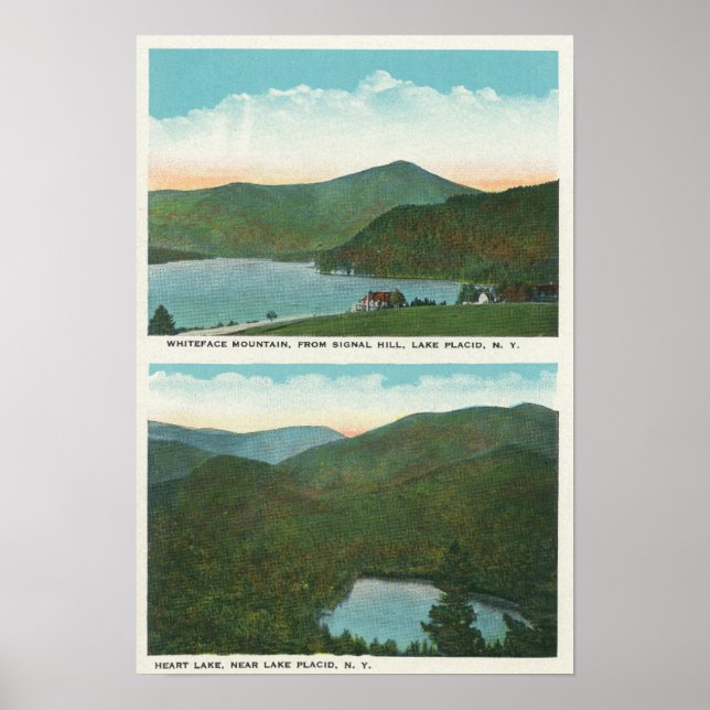 Blick auf Whiteface Mt von Signal Hill, Herz Poster (Vorne)