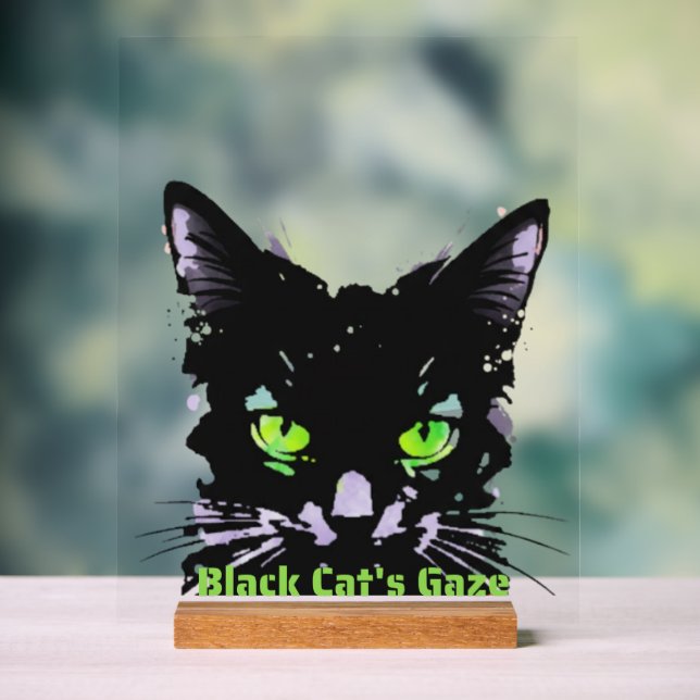 Blick der schwarzen Katze Acrylschild (Neutral)