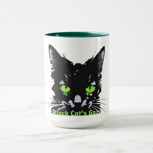 Blick der schwarzen Katze Tasse (Zentrum)