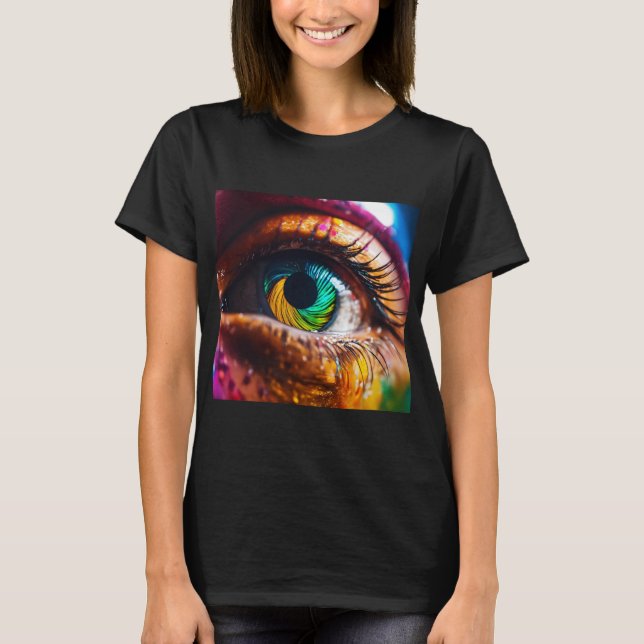 "Blick der Zeit: Uhr Reflektion im Auge" T-Shirt (Vorderseite)