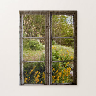 Blick durch altes Fenster Puzzle
