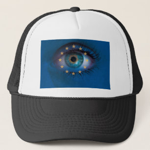Blick durch das Hintergrundkonzept der europäische Truckerkappe
