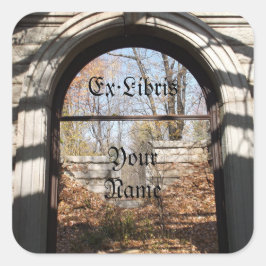 Blick durch das Ruin-Buchzeichen Quadratischer Aufkleber