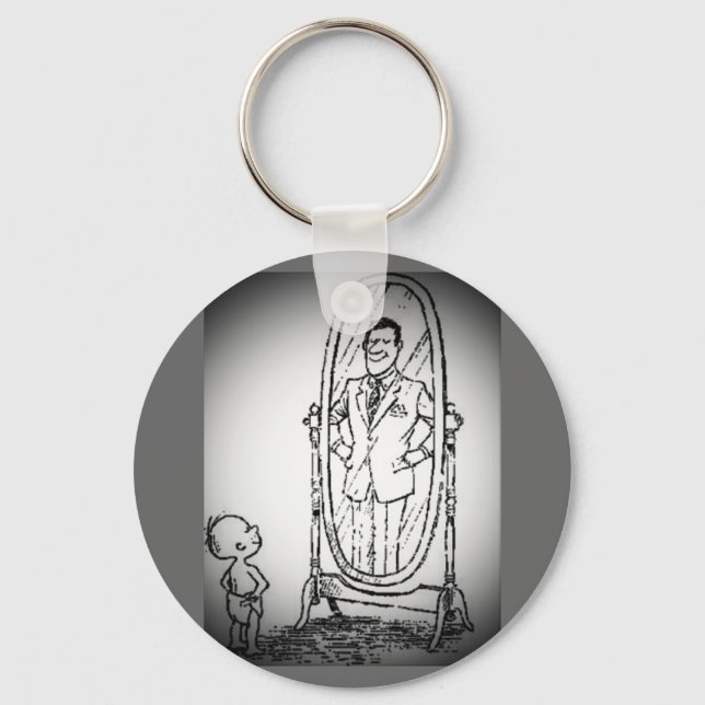 Blick in den Spiegel Schlüsselanhänger (Vorderseite)