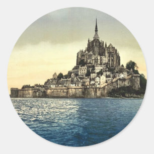 Blick nach Osten bei Hochwasser, Mont St. Michel, Runder Aufkleber