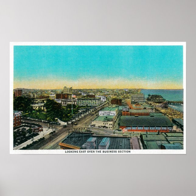 Blick nach Osten über den Geschäftsbereich, Long B Poster (Vorne)