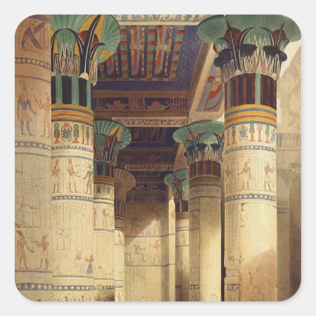 Blick unter dem Grand Portico, Philae Quadratischer Aufkleber (Vorderseite)