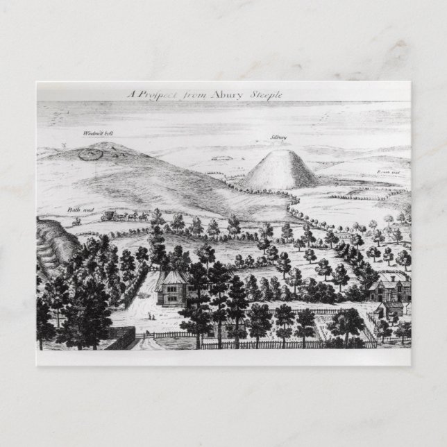 Blick vom Aveburysteppel des Silbury Hill Postkarte (Vorderseite)