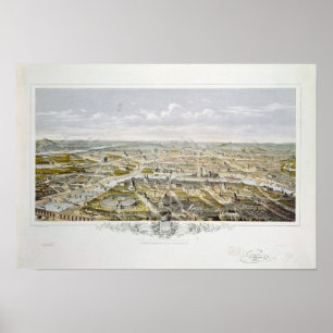 Blick von Bois de Boulogne nach Paris Poster