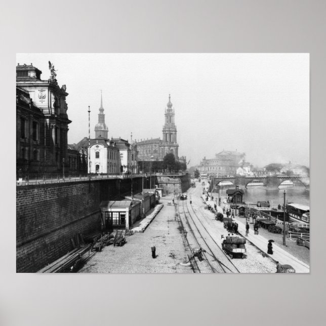Blick von Dresden aus der Brühlsche Terrasse Poster (Vorne)